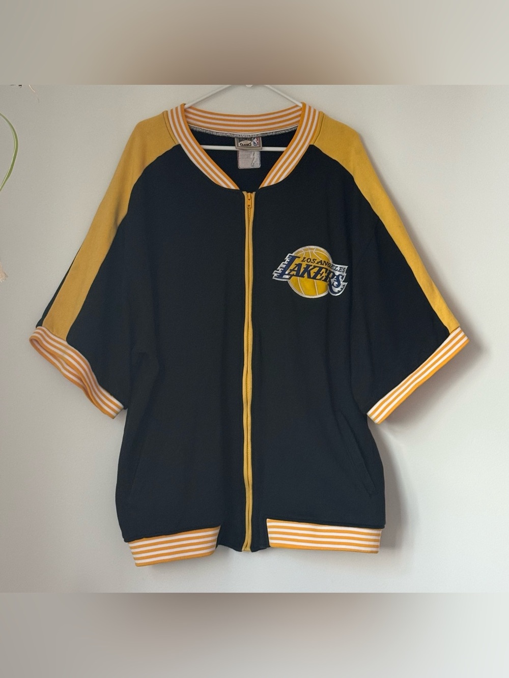 Vintage LA Los Angeles Lakers NBA Hardwood Classics Short Sleeve Zip Jacket 2XL